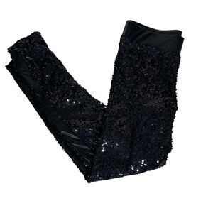 Double Platinum Performance Wear Black Sequined Leggings Dance Gymnastics Sz S